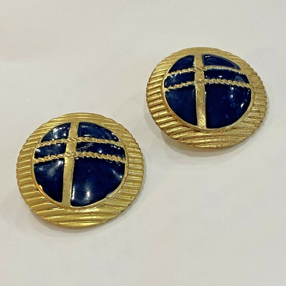 Gold and Blue Women's Earrings
